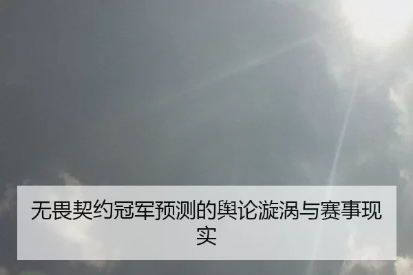 无畏契约冠军预测的舆论漩涡与赛事现实